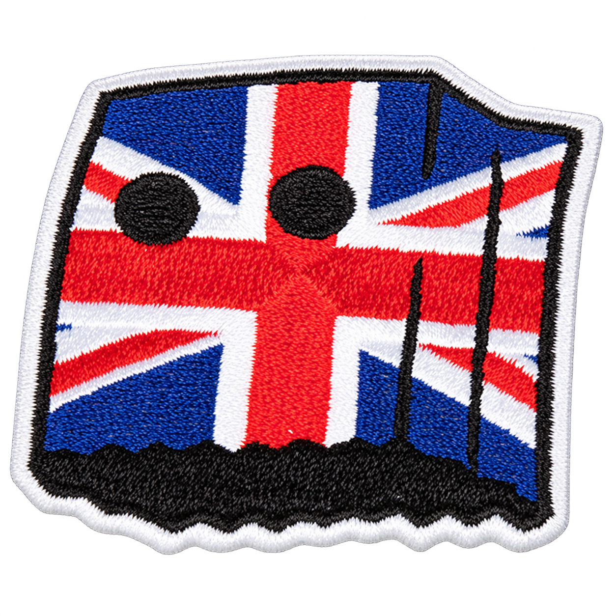Vrijstaand geborduurd embleem met Union Jack motief