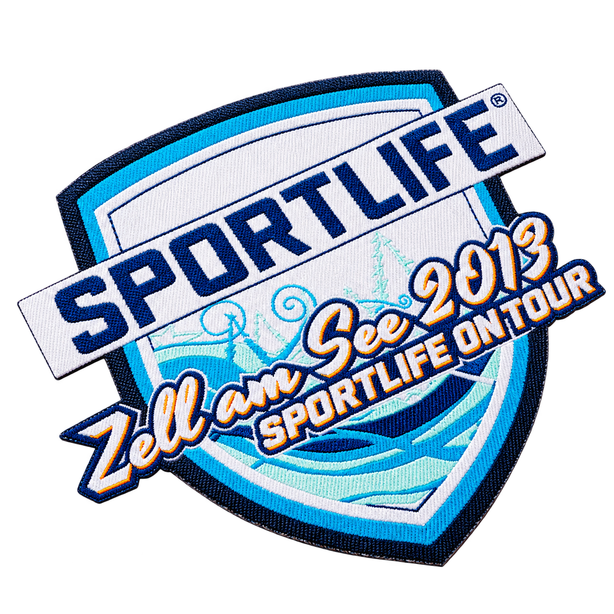 Geweven embleem SPORTLIFE met lasergesneden vorm