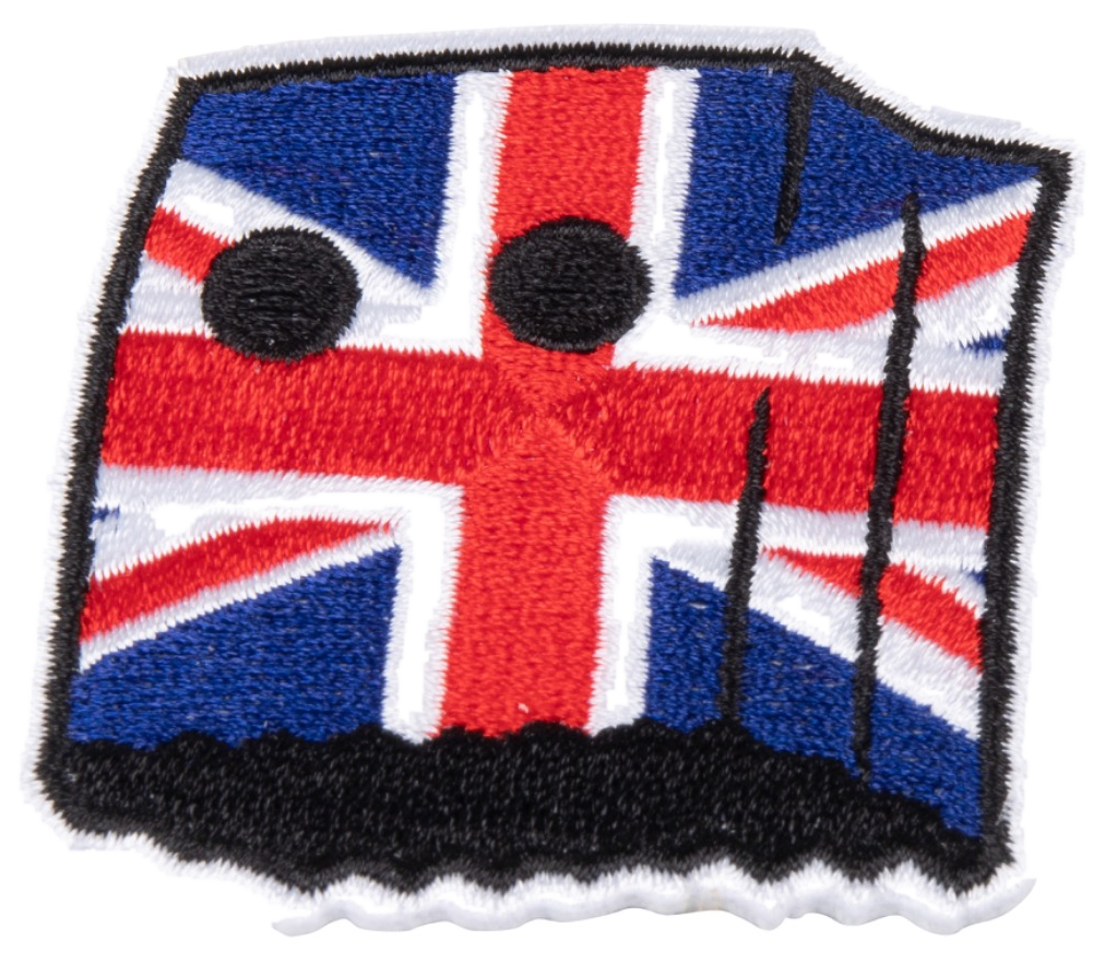 Geborduurd embleem met Union Jack-vorm