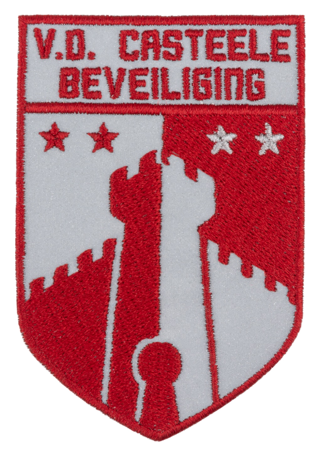 Geborduurd schildembleem van V.D. Casteele Beveiliging